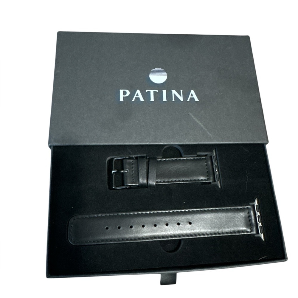 NWT PATINA Black Leather Watch Strap 38/40mm band - Picture 1 of 3